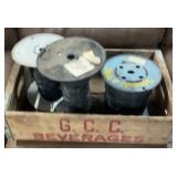 Estate Crate With Three Rolls of Wire