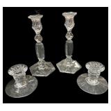 Pair Heisey 9 ï¿½ Candlesticks & Pair Fostoria