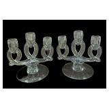 Pair Lariat by Heisey Triple Candlesticks