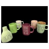 (6) RAE DUNN MUGS & VASE