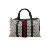 GUCCI GG Navy Sherry Line Mini Boston Bag