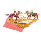Hermes Enamel Children & Dogs Brooch Pin
