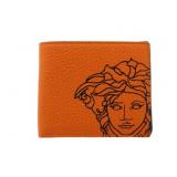 VERSACE Orange Leather Two Fold Wallet
