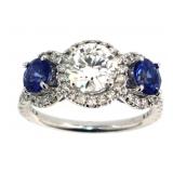 14kt Gold 3.00 ct Lab Diamond & Sapphire Ring