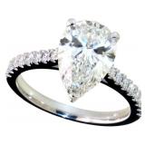 14k Gold 3.12 ct Pear Cut Lab Diamond Ring