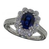 14k Gold 2.40 ct Sapphire & Diamond Ring