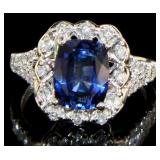 14k Gold 3.27 ct Sapphire & Diamond Ring