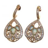 Stunning Opal & White Sapphire Chandelier Earrings