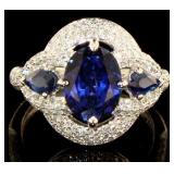 14kt Gold 3.90 ct Sapphire & Diamond Ring