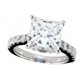 14k Gold 5.64 ct VS Princess Cut Lab Diamond Ring