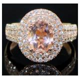 Oval 2.70 ct Morganite & Lab Diamond Ring