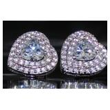 Brilliant 5.00 ct White Sapphire Heart Earrings