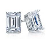 14kt Gold 5.01 ct Emerald Cut Lab Diamond Earrings