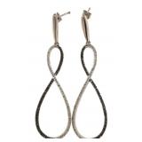 HUGE Black & White Diamond Accented Earrings