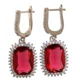 Radiant Cut 16.00 ct Ruby Dangle Earrings
