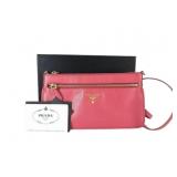 PRADA Pink Leather Saffiano Shoulder Bag
