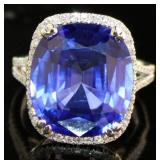 14kt Gold 15.30 ct Sapphire & Diamond Ring