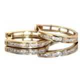 Natural 1/4 ct Channel Set Diamond Hoop Earrings