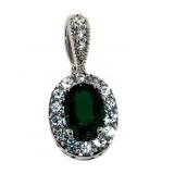 Elegant Oval Emerald & White Topaz Dinner Pendant
