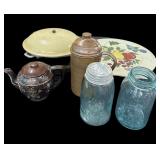 Estate Box Deal-Cooker, Platter, Teapot, Blue