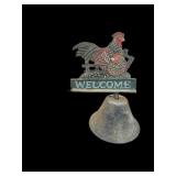 Cast Iron Rooster Welcome Bell