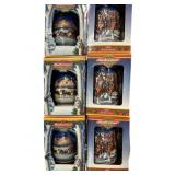 (6) Budweiser Holiday Steins