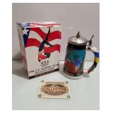 3 Olympic  Steins, 2 Budweiser Historic Stein &