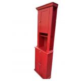 Red Painted Corner Cupboard