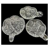 (3) Brilliant Cut Glass Bowls  wï¿½ Handle