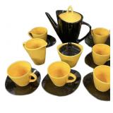 17 Pc Yellow & Black Vintages Tea Set