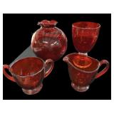 (4) Pc Cranberry Glass
