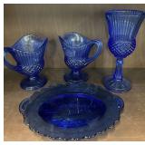 Cobalt Blue 4 Pc Avon Fostoria, Federal Glass