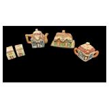 Vintage Cottage Ware Teapot, Creamer, Sugar, Salt