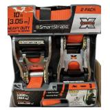 (2 Pack) 10 Ft Heavy Duty Ratchet Tie Downs (3000