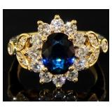 Oval 2.78 ct Sapphire & VS Lab Diamond Ring