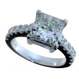 14k Gold 3.74 ct Princess Cut Lab Diamond Ring