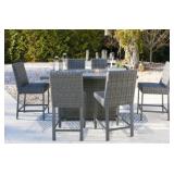 Ashley Palazzo Outdoor Bar Table and 6 Barstools