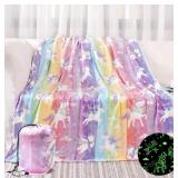 Glow in The Dark Blanket Unicorns Gifts