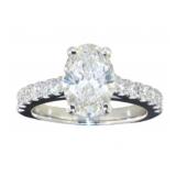 14k Gold 2.83 ct Oval Cut Lab Diamond Ring
