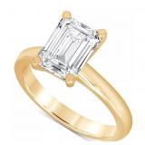 14kt Gold 2.20 ct Emerald Cut Lab Diamond Ring