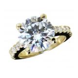 14k Gold 6.62 ct Round Lab Diamond Ring