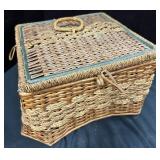 Vintage Wicker Sewing Basket w