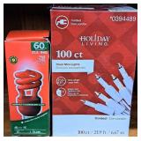 Holiday Living 100ct Clear Mini Lights with Red
