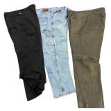 (6) Pair 38 x 32 Dickies, Schmitt, Wrangler, Levi