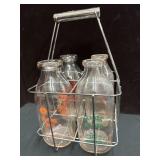 Vintage Milk Bottles & Carrier