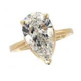14k Gold 4.11 ct Pear Cut Lab Diamond Ring