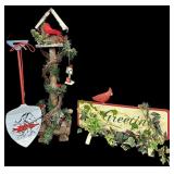 Christmas Redbird Shovel, Birdhouse & Metal