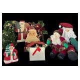 Wood & Stuffed Santa Decor, Trees, Wicker Horn