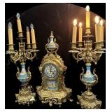 Antique Brass or Bronze Clock wï¿½ Elec Candle