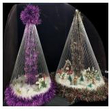 (2) Fishing Line Tinsel Trees-Lights Need